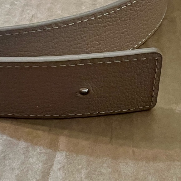 Edited Pieces Elegant Reversible Tan Leather Belt with Silver Buckle
